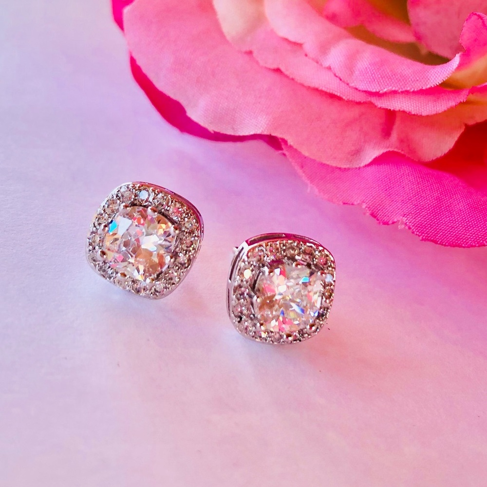 White Sapphire Silver Stud Earrings